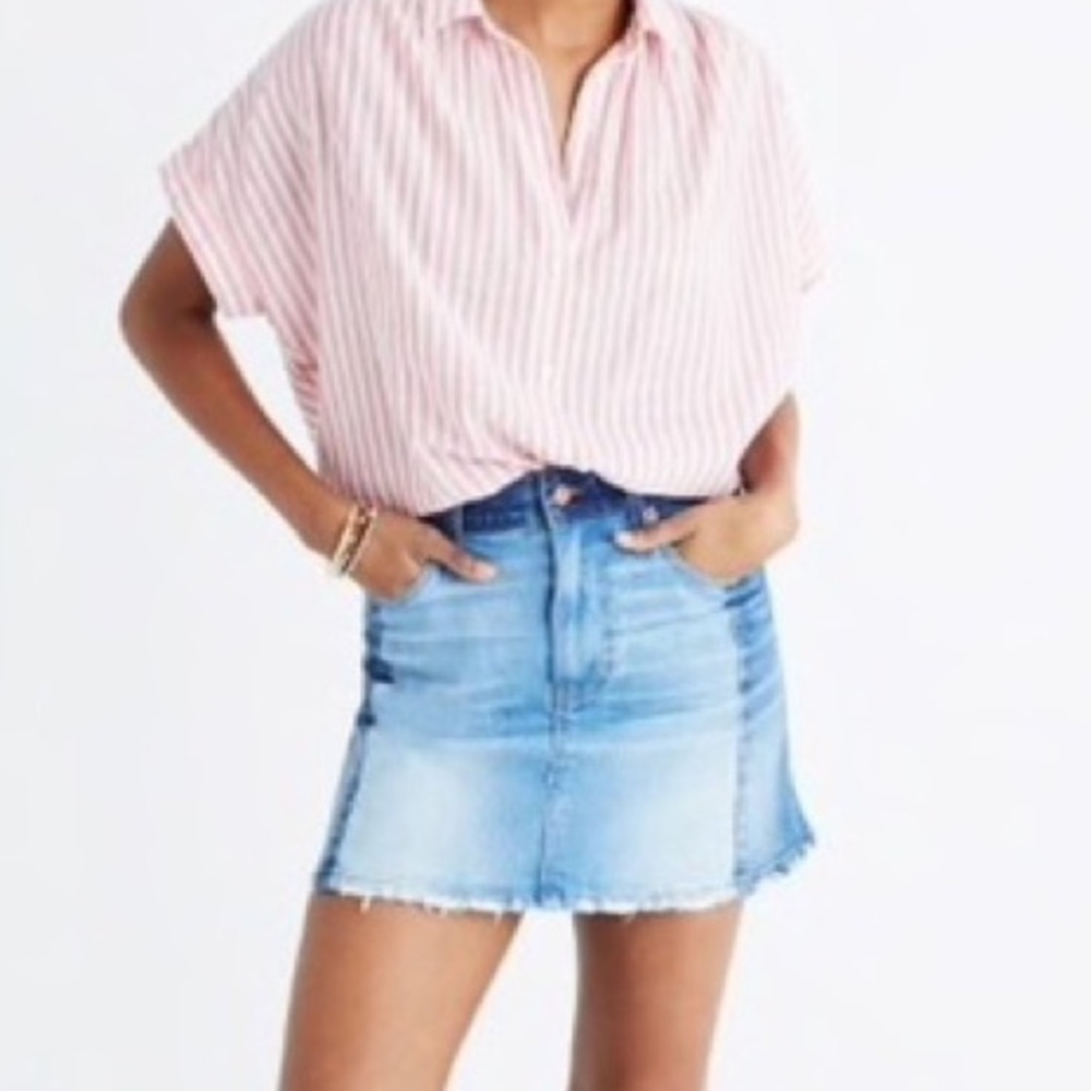 Madewell Colorblock Denim Mini Skirt